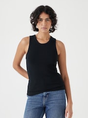 Hush Black High Neck Ribbed Vest - Image 2 of 5