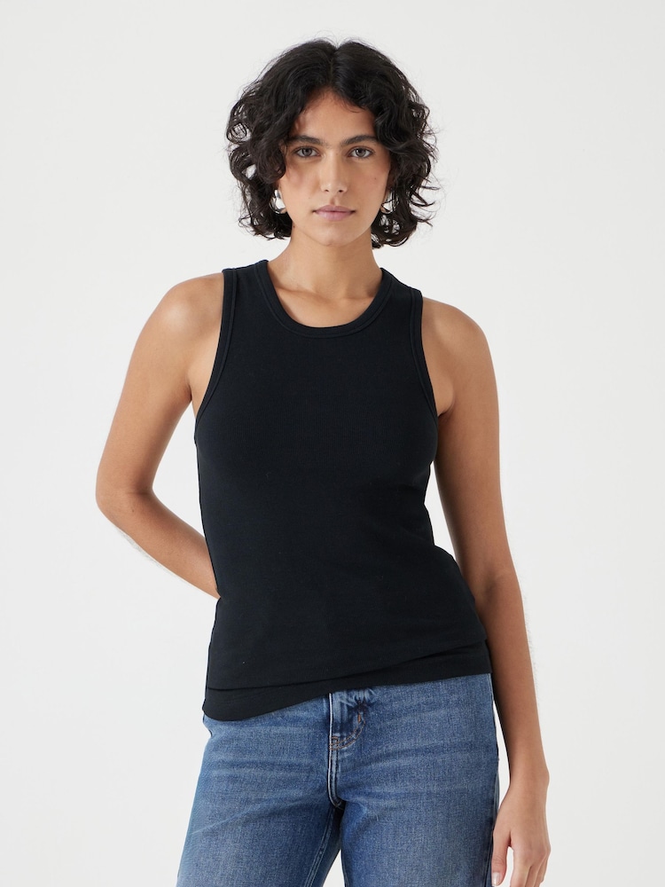 Hush Black High Neck Ribbed Vest - Image 2 of 5 Hush Black High Neck Ribbed Vest - Image 2 of 5