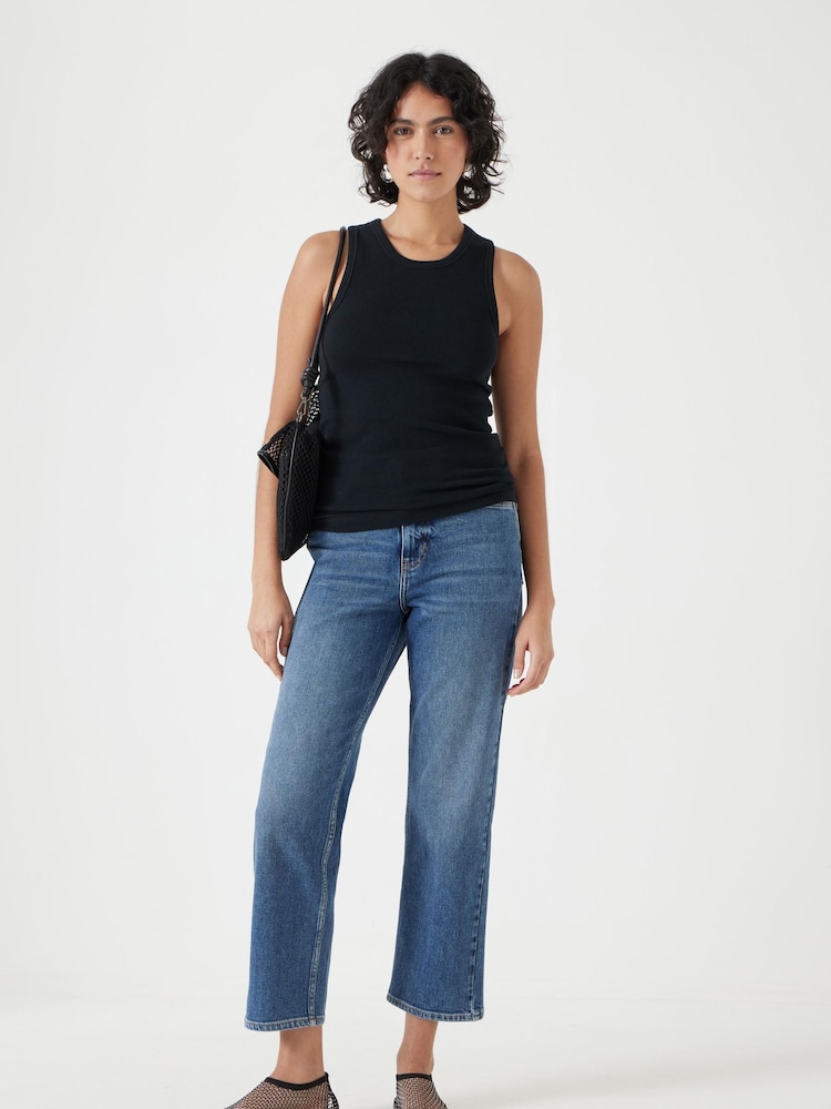 Hush Black High Neck Ribbed Vest - Image 2 of 5