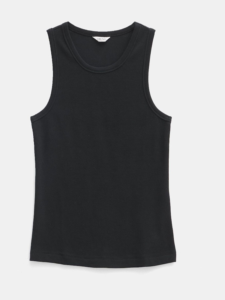Hush Black High Neck Ribbed Vest - Image 5 of 5
