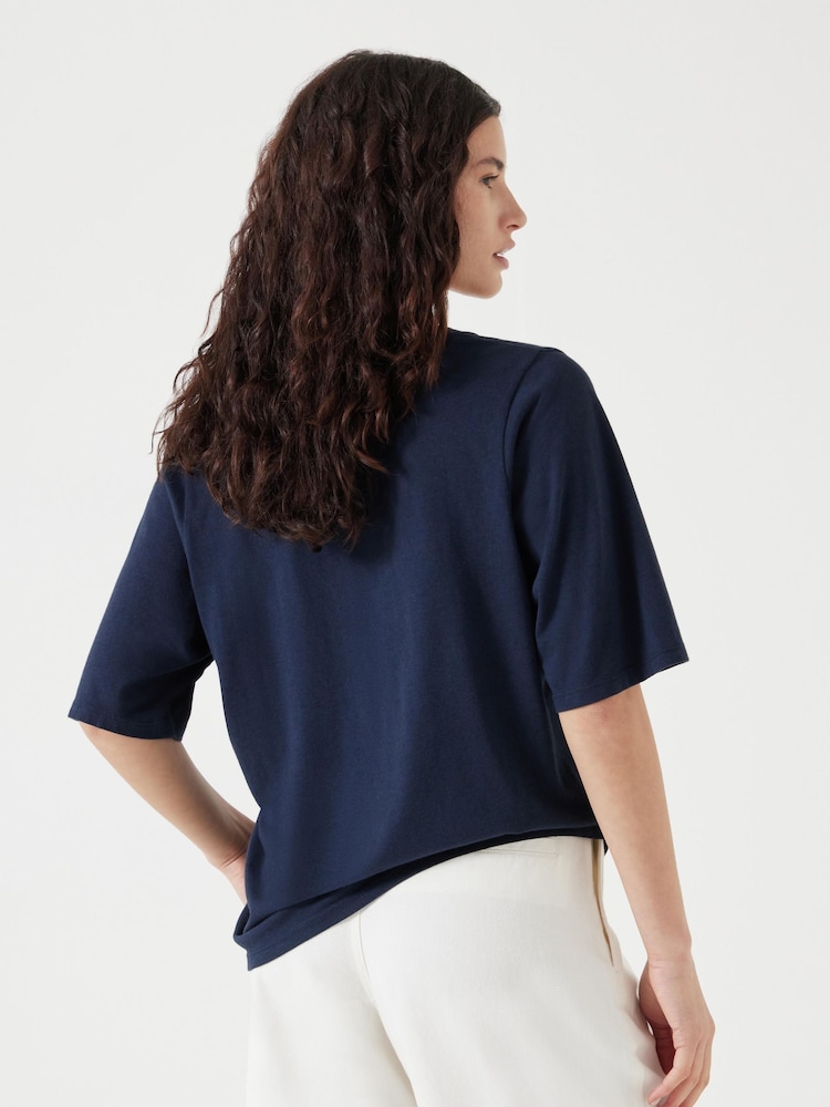 Синий - Hush Reece V-Neck Drapey T-Shirt - Изображение 2 из 5