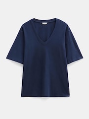 Синий - Hush Reece V-Neck Drapey T-Shirt - Изображение 5 из 5