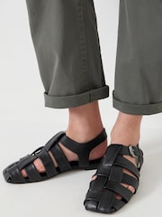 Hush Black Leather Caged Fisherman Sandals - Image 1 of 5