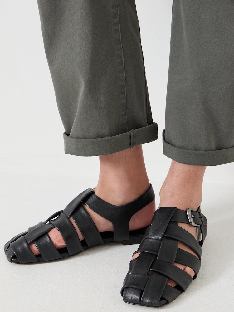 Hush Black Leather Caged Fisherman Sandals - Image 1 of 5