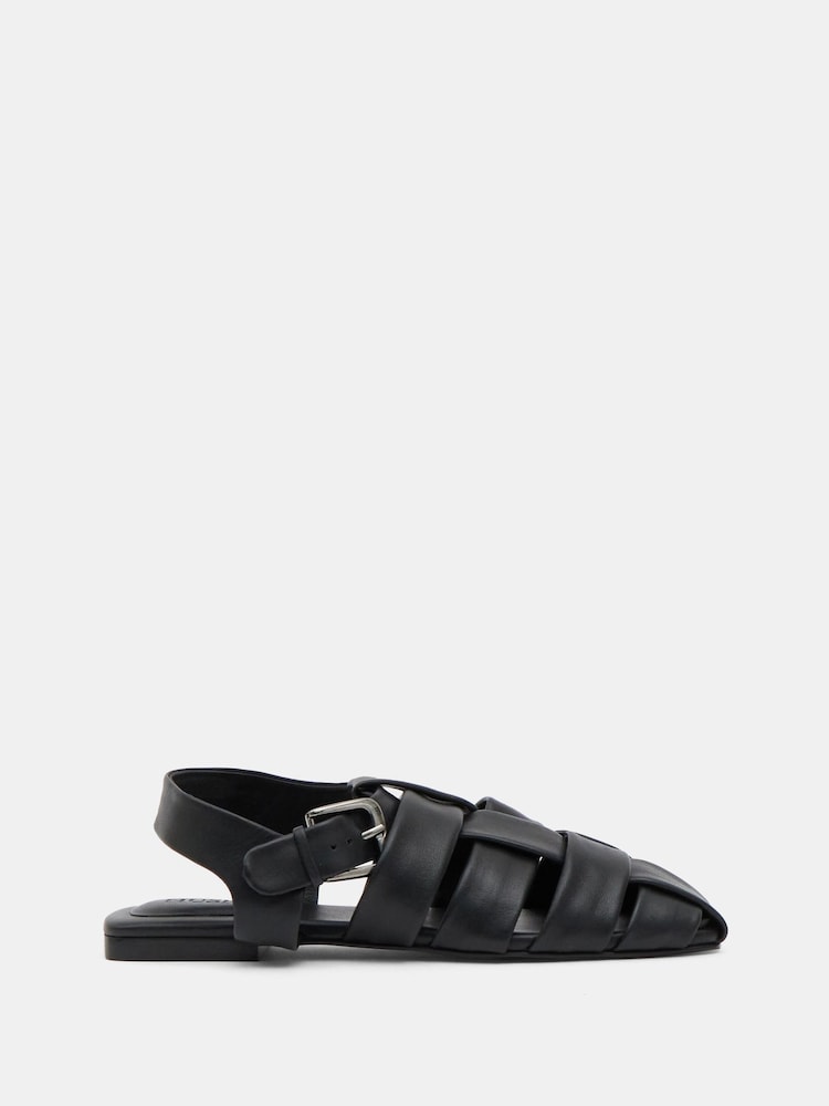 Hush Black Leather Caged Fisherman Sandals - Image 2 of 5