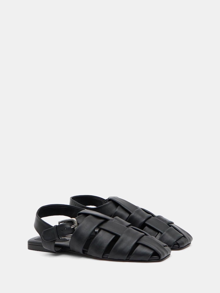 Hush Black Leather Caged Fisherman Sandals - Image 3 of 5