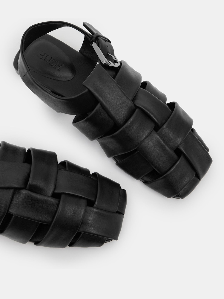 Hush Black Leather Caged Fisherman Sandals - Image 5 of 5