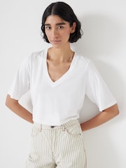 Hush White Reece V-Neck Drapey T-Shirt - Image 2 of 6