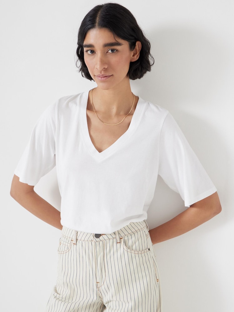 Hush White Reece V-Neck Drapey T-Shirt - Image 2 of 6