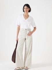 Hush White Reece V-Neck Drapey T-Shirt - Image 3 of 6