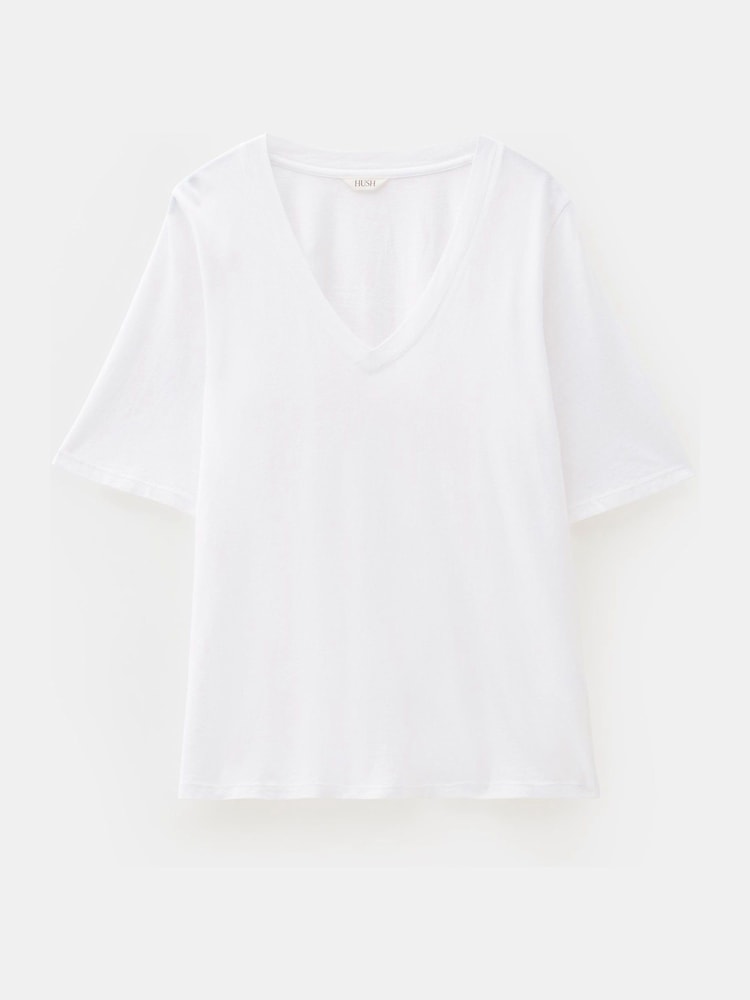 Hush White Reece V-Neck Drapey T-Shirt - Image 6 of 6