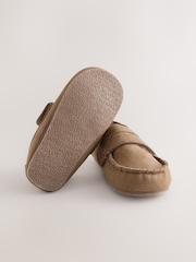Tan Brown Touch Fastening Moccasin Slippers - Image 4 of 5