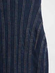 GapStudio Dark Wash Blue Seamed Denim Midi Dress - Image 6 of 6