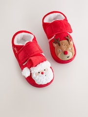 Red/White Christmas Warm Lined Cupsole Slippers - Image 2 of 5