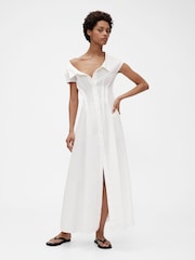 GapStudio White Poplin Maxi Shirt Dress - Image 1 of 7