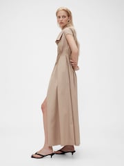 GapStudio Beige Poplin Maxi Shirt Dress - Image 3 of 7