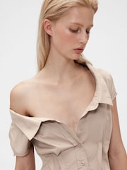 GapStudio Beige Poplin Maxi Shirt Dress - Image 5 of 7