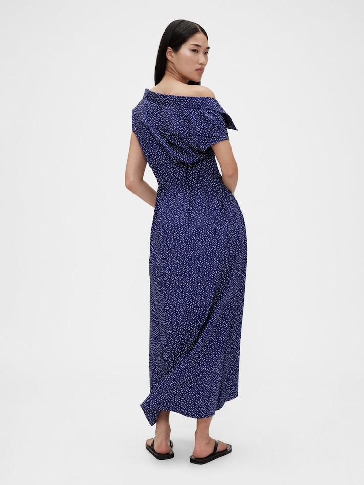 GapStudio Blue Dot Poplin Maxi Shirt Dress - Image 2 of 7
