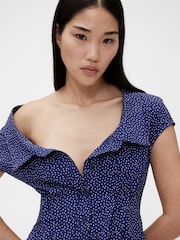 GapStudio Blue Dot Poplin Maxi Shirt Dress - Image 6 of 7