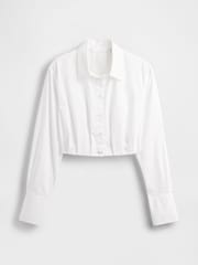 GapStudio White Poplin Cropped Shirt - Image 7 of 7