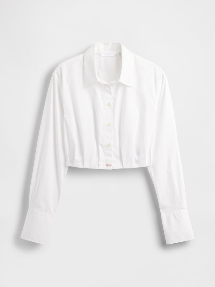 GapStudio White Poplin Cropped Shirt - Image 7 of 7