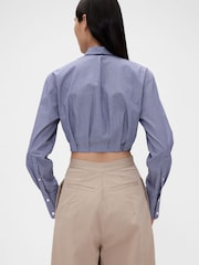 GapStudio Blue Stripe Poplin Cropped Shirt - Image 2 of 7