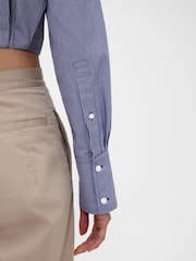 GapStudio Blue Stripe Poplin Cropped Shirt - Image 5 of 7