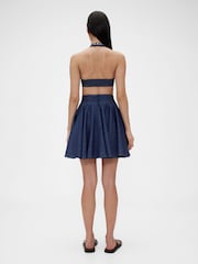 GapStudio Dark Wash Blue Pleated Denim Mini Skirt - Image 2 of 6