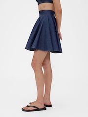 GapStudio Dark Wash Blue Pleated Denim Mini Skirt - Image 3 of 6