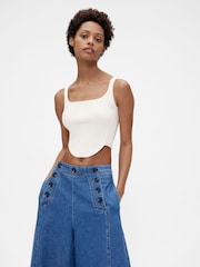 GapStudio White Knit Corset Top - Image 1 of 7