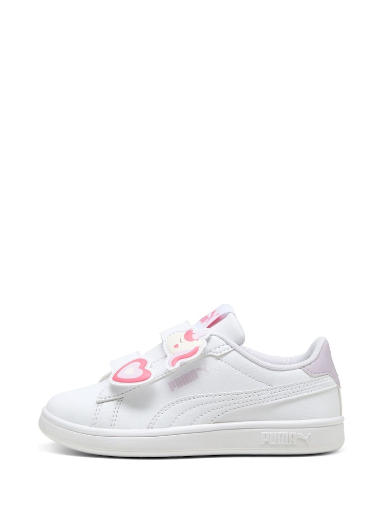 Puma White Kids Smash 3.0 Badges Sneakers - Image 2 of 6