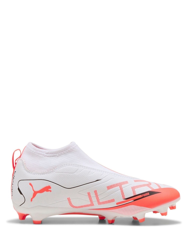 Puma White Boys ULTRA 5 MATCH+ FG/AG Laceless Football Boots - Image 1 of 6