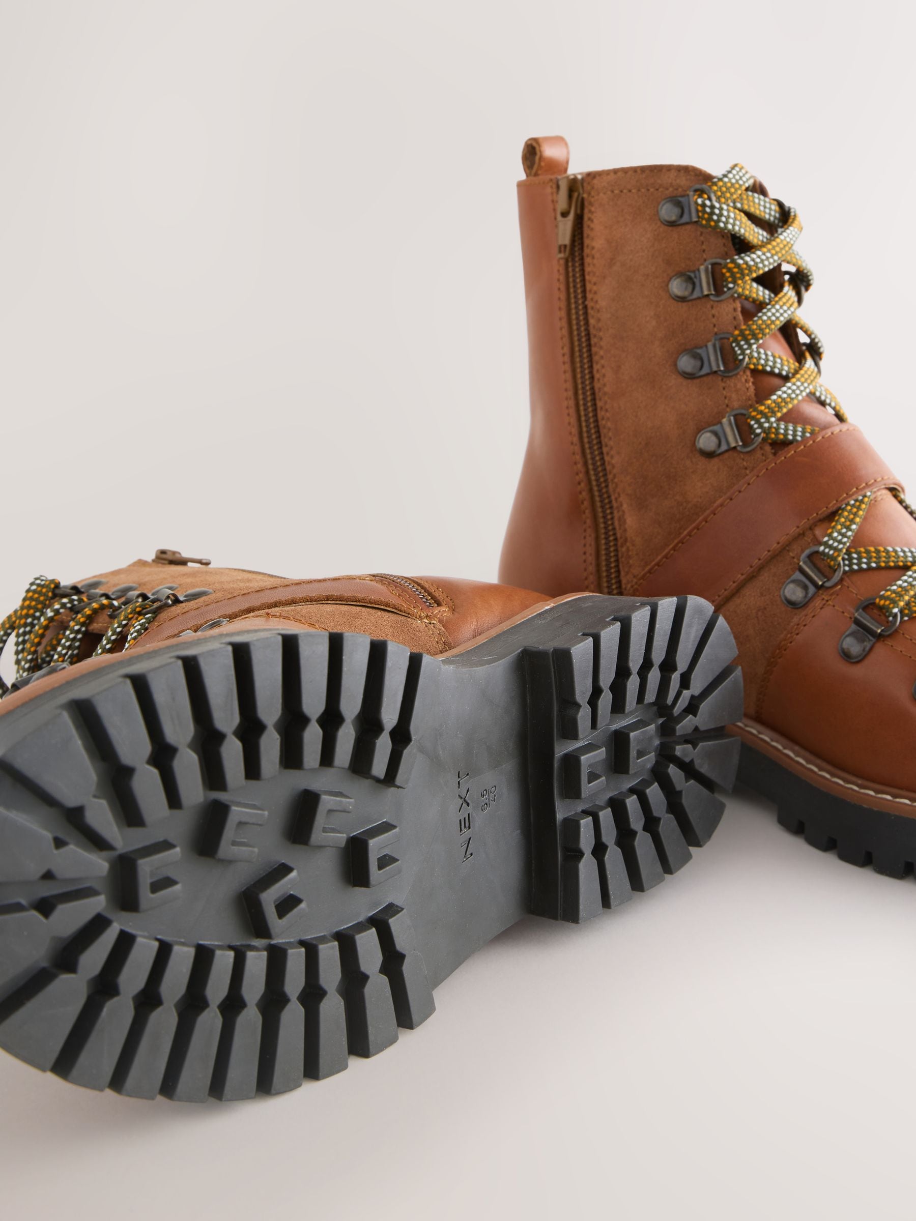 Buy Tan Brown Leather Forever Comfort® Buckle Trim Lace Up Boots