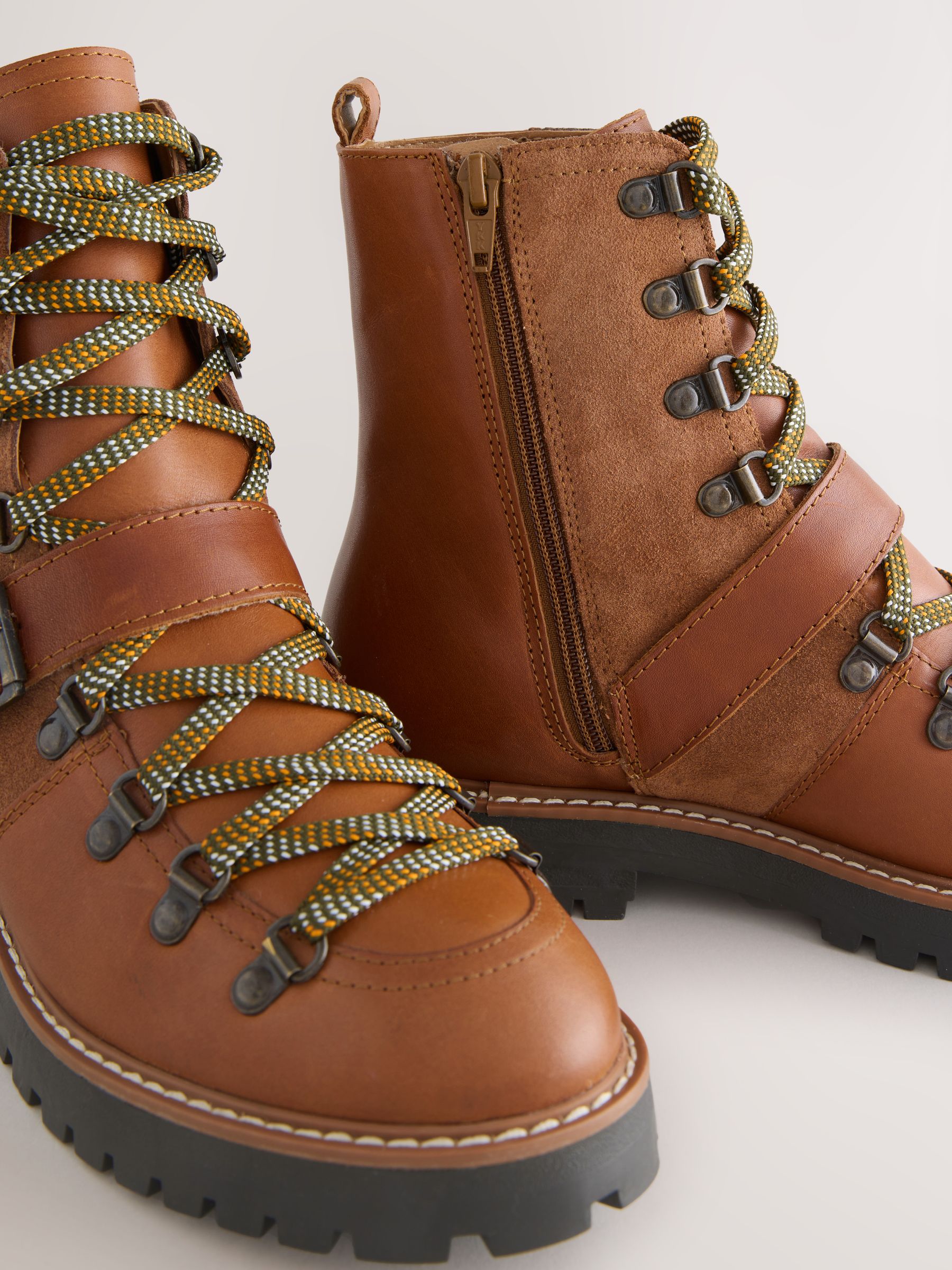 Buy Tan Brown Leather Forever Comfort® Buckle Trim Lace Up Boots
