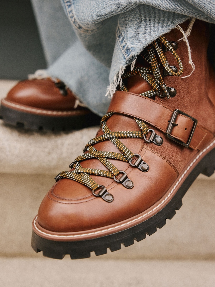 Buy Tan Brown Leather Forever Comfort Buckle Trim Lace Up Boots from Next  USA