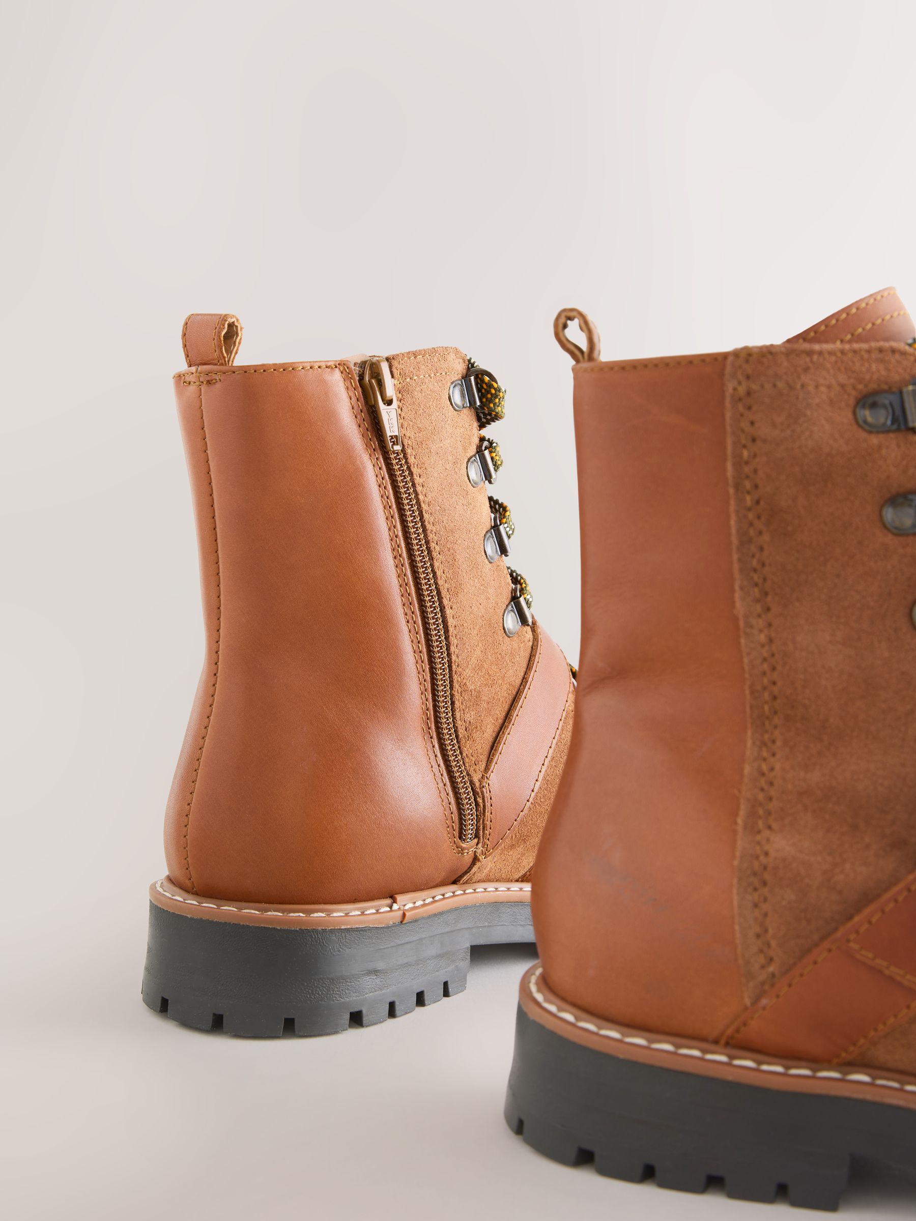 Buy Tan Brown Leather Forever Comfort® Buckle Trim Lace Up Boots