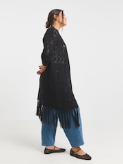 Simply Be Black Fringe Detail Cardigan - Image 2 of 4