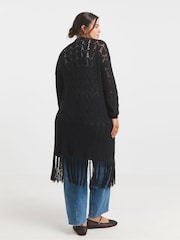 Simply Be Black Fringe Detail Cardigan - Image 3 of 4