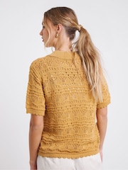 Simply Be Yellow Collared Crochet Cardigan - Image 2 of 4
