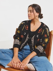 Simply Be Black Palm Print Cardigan - Image 1 of 4