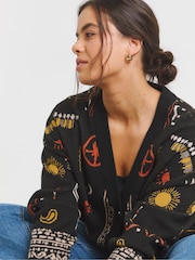 Simply Be Black Palm Print Cardigan - Image 3 of 4