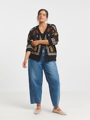Simply Be Black Palm Print Cardigan - Image 4 of 4