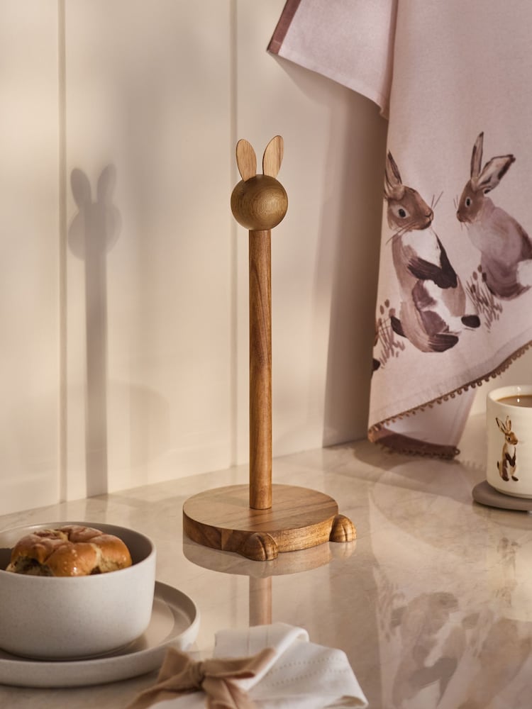 Natural Bunny Wood Kitchen Roll Holder - Image 2 of 5