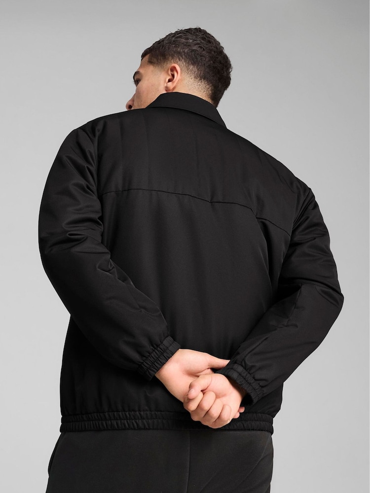 Puma Black Mens Wardrobe Relaxed Retro Football Jacket - Image 2 of 4 Puma Black Mens Wardrobe Relaxed Retro Football Jacket - Image 2 of 4