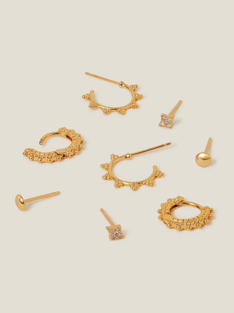 Accessorize 14ct vic and Bobble Hoop Earrings 4 Pack - Slika 1 iz 2
