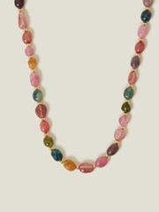 Accessorize Gold Tone 14ct Plated Tourmaline Pebble Necklace - Image 1 of 2
