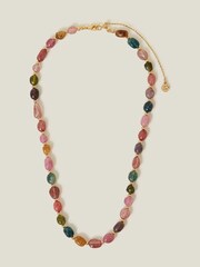 Accessorize Gold Tone 14ct Plated Tourmaline Pebble Necklace - Image 2 of 2