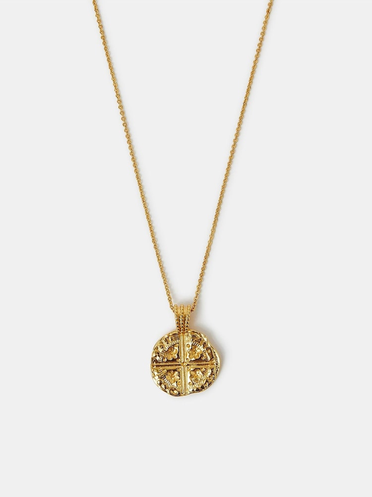 Accessorize Gold Tone 14ct Plated Coin Pendant Necklace - Image 1 of 3