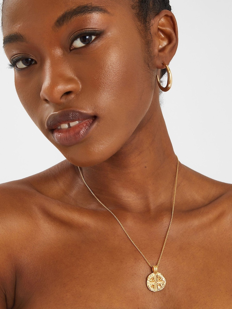 Accessorize Gold Tone 14ct Plated Coin Pendant Necklace - Image 3 of 3