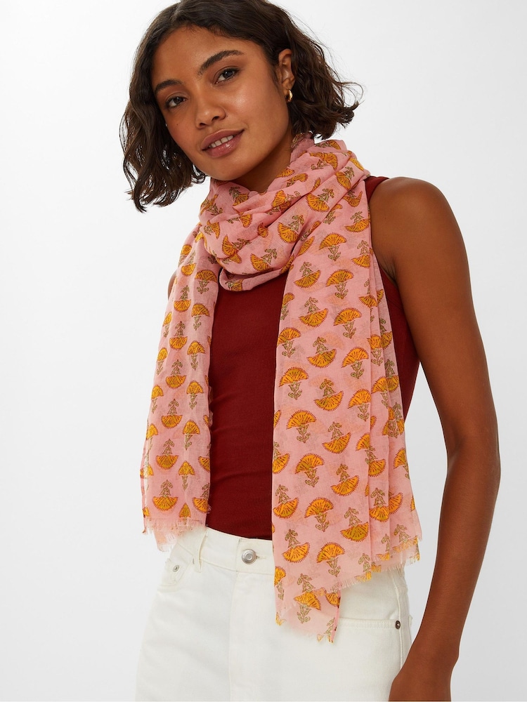 Accessorize Pink Lightweight Floral Block Print Scarf - Image 2 of 2